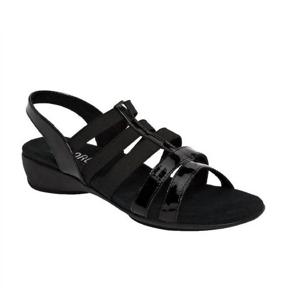 NEW MUNRO women's bev patent combo sandal in black - Picture 1 of 3